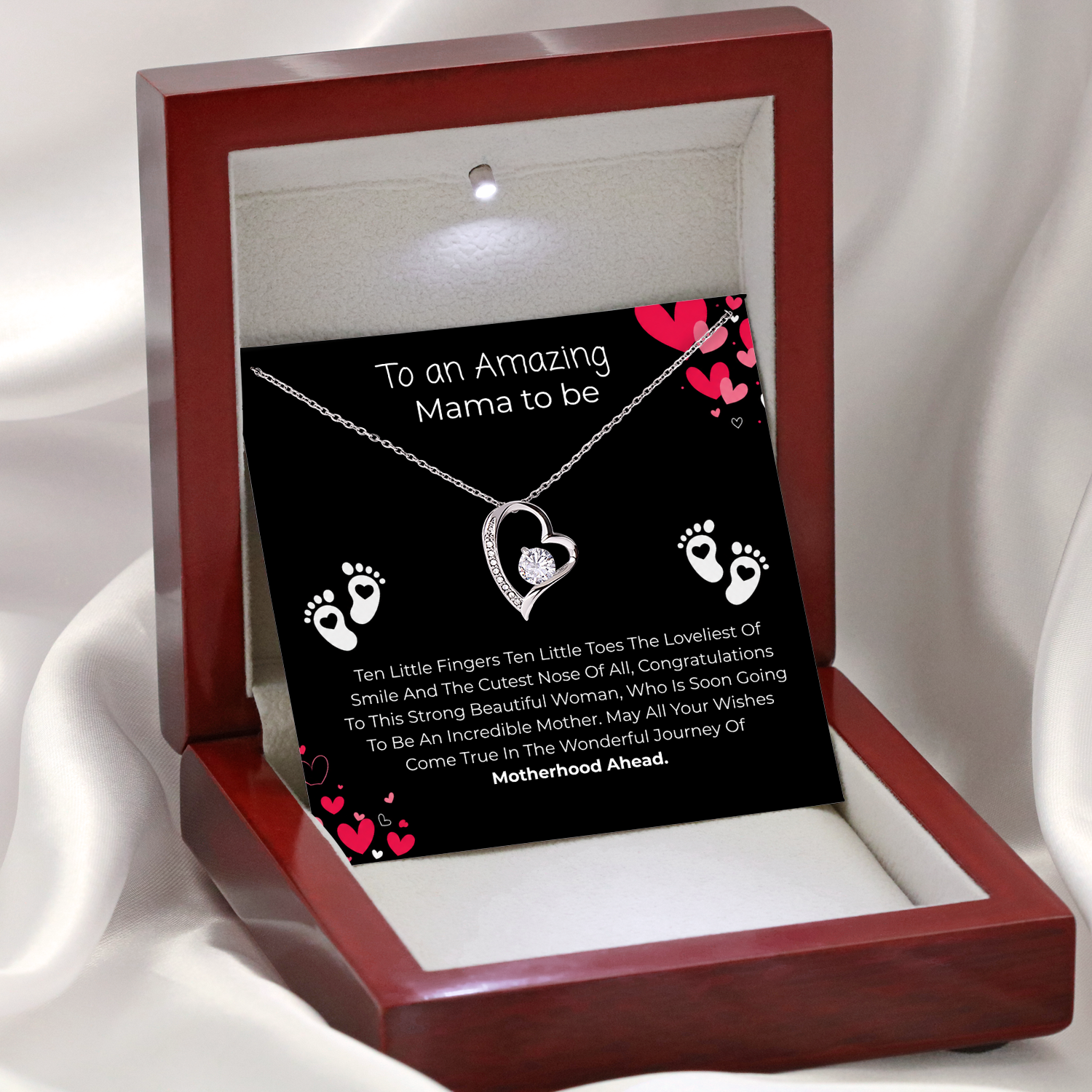 Amazing mom to be necklace gift in wooden gift box